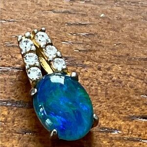 Sterling pendant with genuine opal and cz crystals